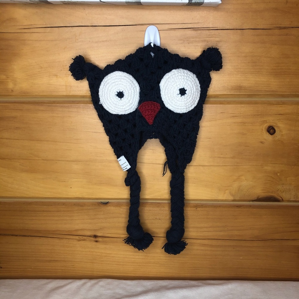 Navy cotton krochet kids owl hat